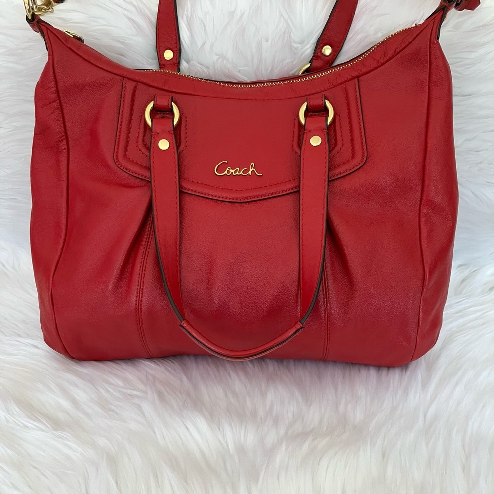 Coach | Red Leather Crossbody / Shoulder Bag - Picture 7 of 14